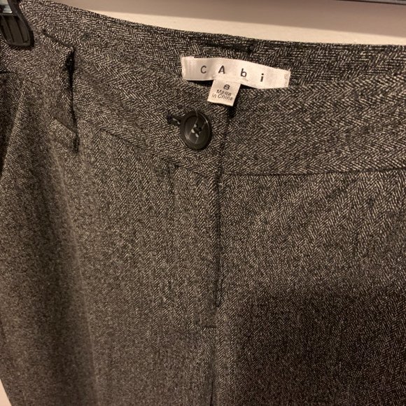 Charcoal Herringbone wide-straight leg pants (Size 8) - Picture 3 of 5